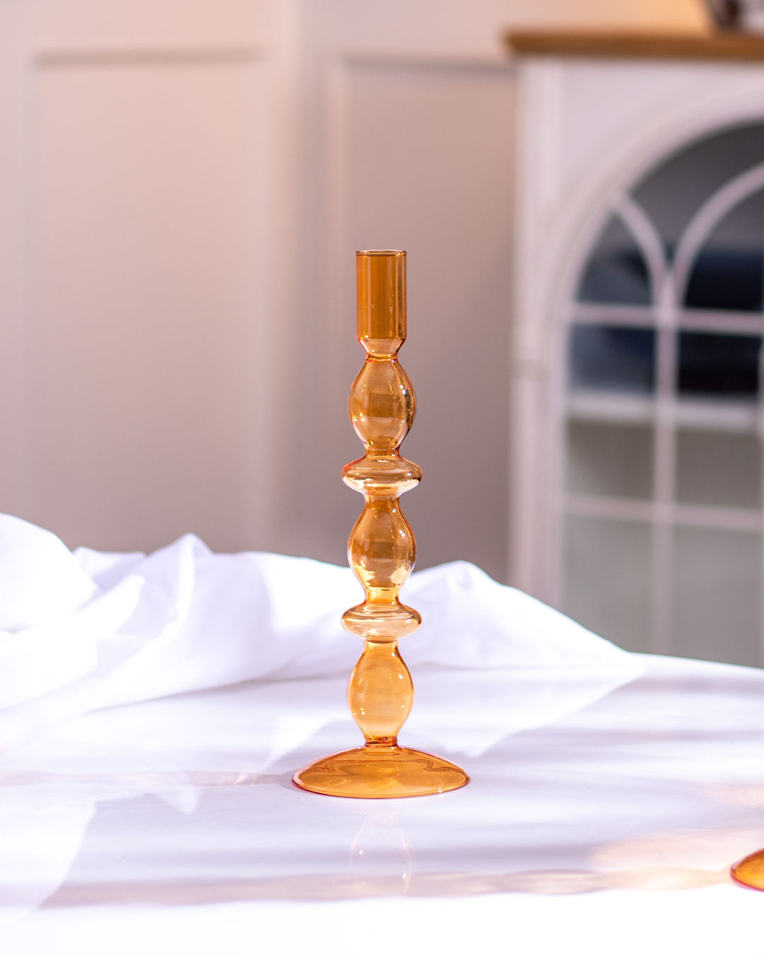 Lisslune | Magnificent Glass Candlestick holder - Orange