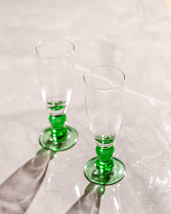 Lisslune | Swirl Green Champagne Flute - Set of 6