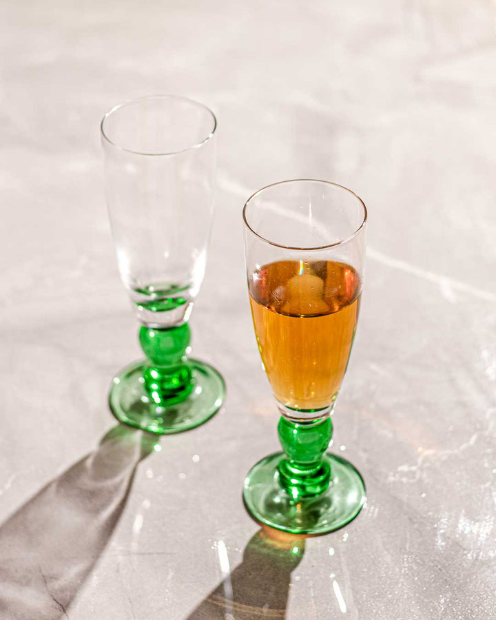 Lisslune | Swirl Green Champagne Flute - Set of 6