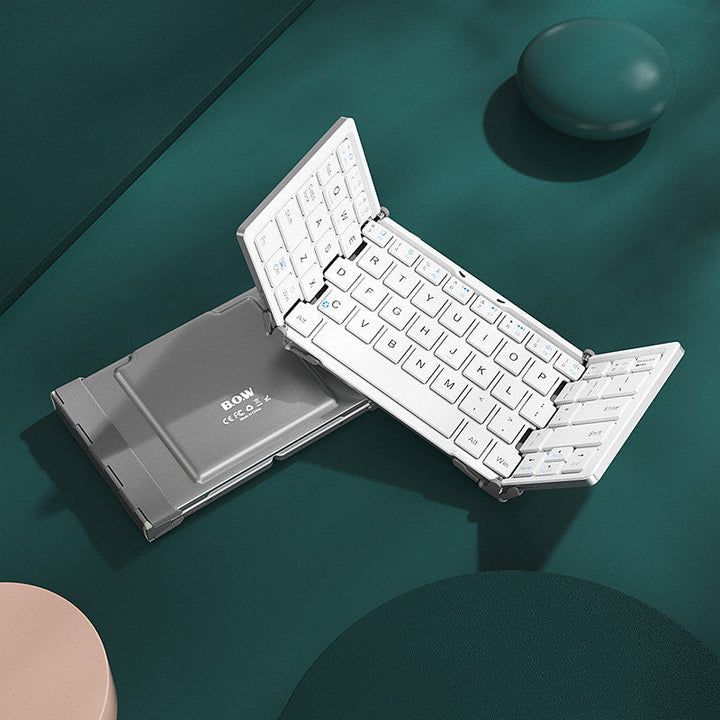 Lisslune | Foldable Rechargeable Wireless Keyboard with Leather Case, for Android Windows iOS Tablet & Laptop
