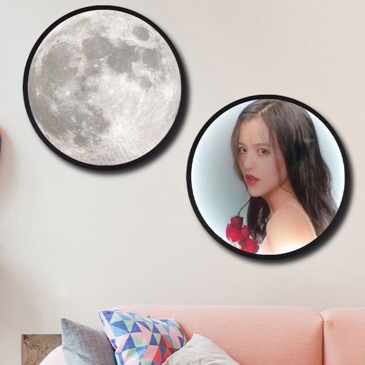 Lisslune | 2-in-1 Mirror and Light, with Moon Painting, LED Ambient Light & USB Power, for Home, Office and Bedroom