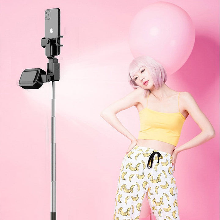 Lisslune | Selfie Stick Tripod, with Light, Detachable Bluetooth Remote & 6 Levels of Height Adjustment