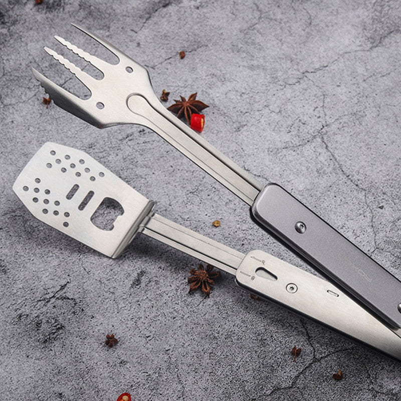 Lisslune | Foldable Detachable Stainless Steel Hybrid Grill Tongs, with Retractable Handle & Bottle Opener