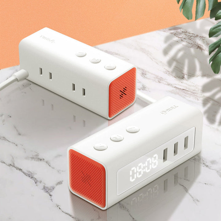 Lisslune | 3-in-1 USB Charger, Power Strip, Alarm Clock, with Adjustable Light, 3 USB Ports & 2 Outlets, for Bedside, Home, Hotel, Office