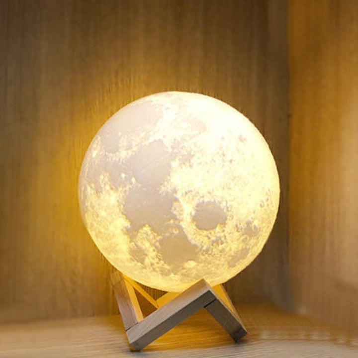 Lisslune | Rechargeable 3D Moon Night Light, with Touch Control & USB Charging Cable, Best Gift for Friends, Kids and More