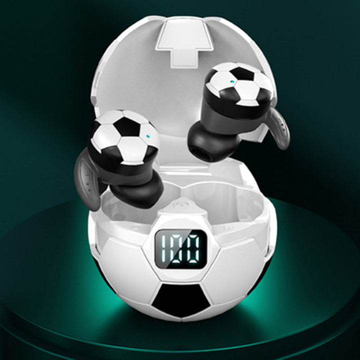 Lisslune | TWS Bluetooth5.1 Wireless Earbuds, with Unique Football Design, LED Battery Display & Lanyard