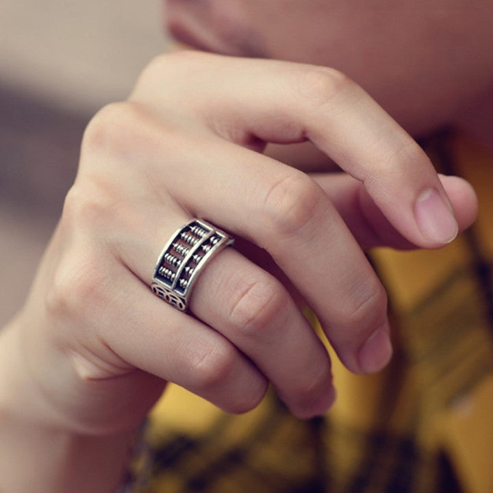 Lisslune | Vintage Silver Abacus Adjustable Ring, for Good Luck & Wealth
