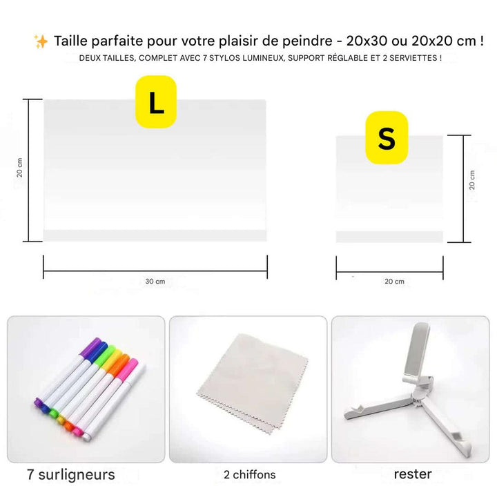 Lisslune | Kiddli LED Drawing Board – Reusable Writing Board with Light Pen