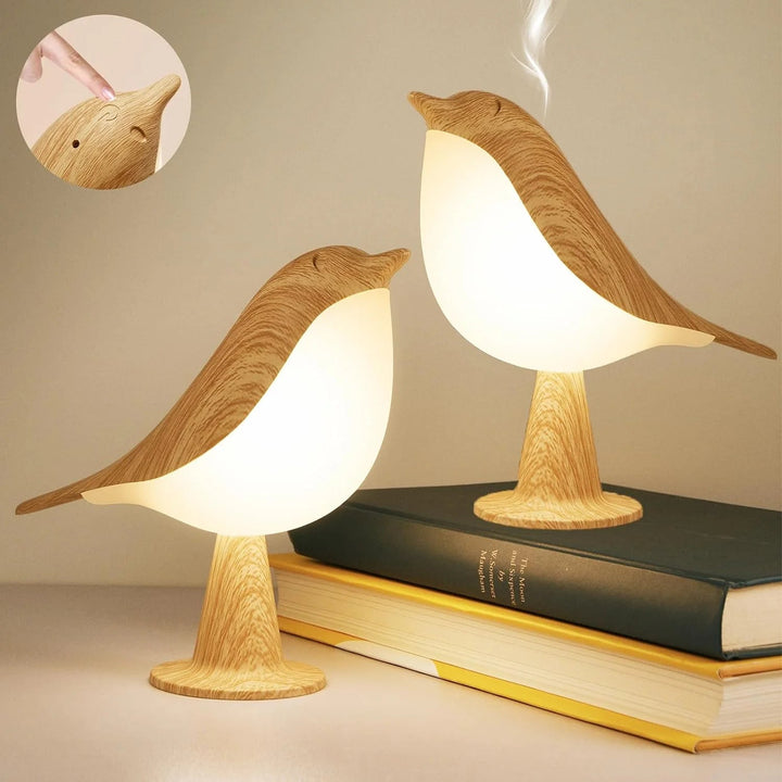 Lisslune | Touch-Control Wooden Bird Night Light - Rechargeable LED Bedside Lamp