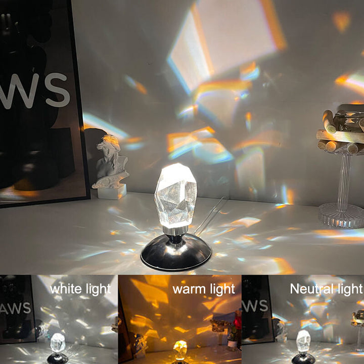 Lisslune | LuxorLite Diamond Crystal LED Table Lamp | Luxurious Mood Light | 3 or 16 Color Change | Wireless Night Light