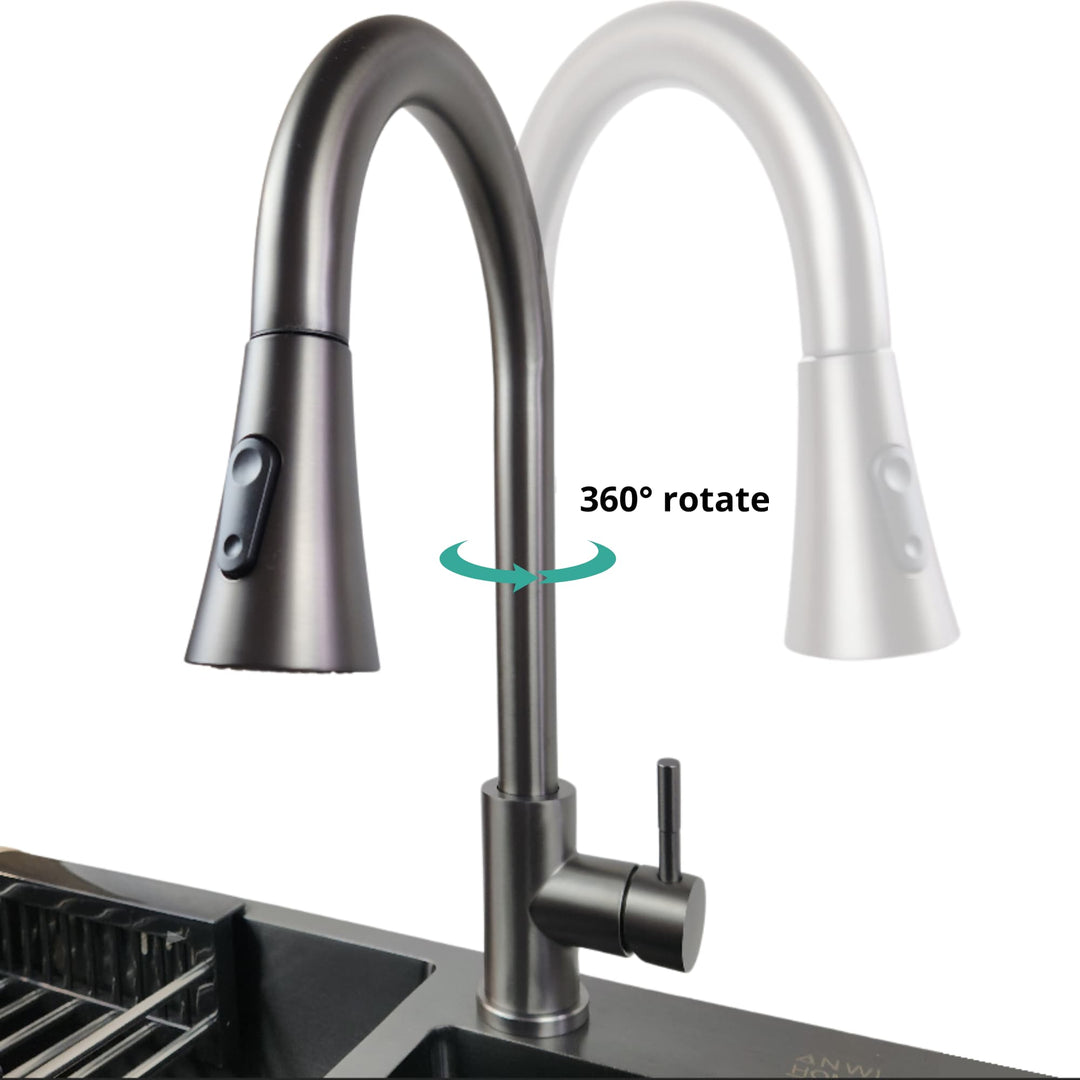 Lisslune | Kitchen mixer, faucet JF-7020S with pull-out spray, 2 modes, 400 mm