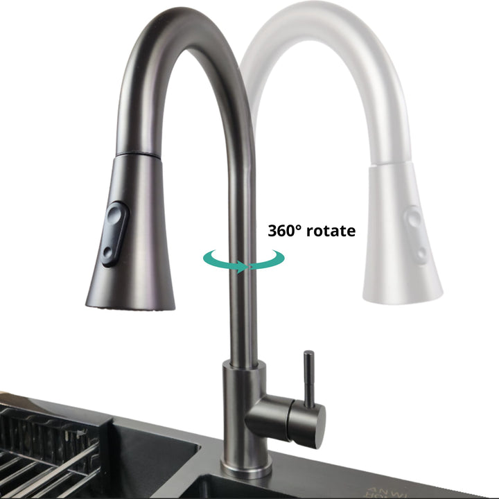 Lisslune | Kitchen mixer, faucet JF-7020S with pull-out spray, 2 modes, 400 mm