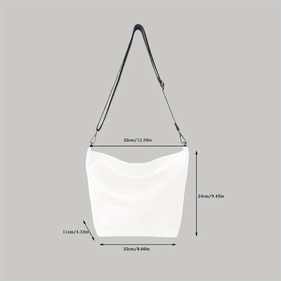 Lisslune | CityPure PU Messengerbag – White Urban Shoulder Bag with Zipper