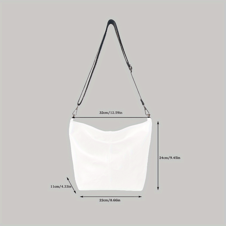 Lisslune | CityPure PU Messengerbag – White Urban Shoulder Bag with Zipper