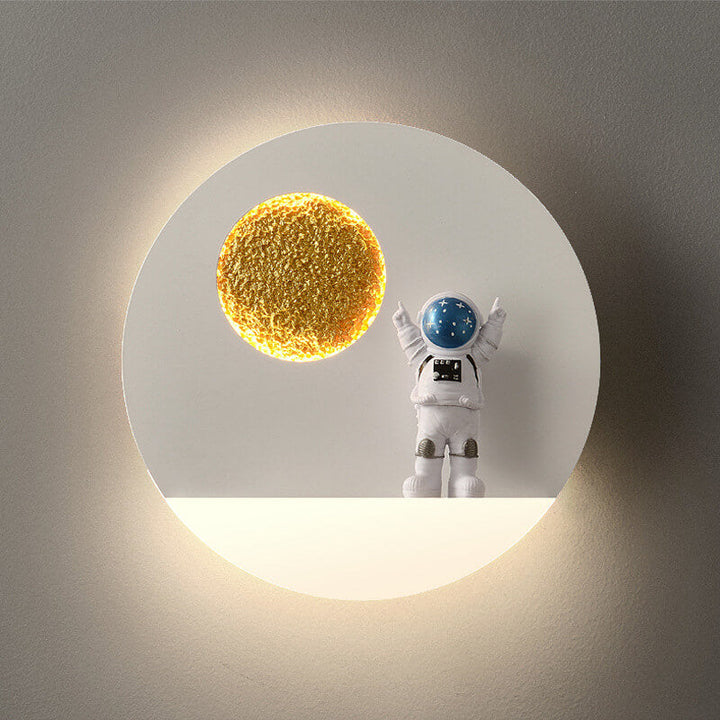 Lisslune | Contemporary Creative Iron Resin Round Astronaut LED Wall Light Lamp for Bedroom