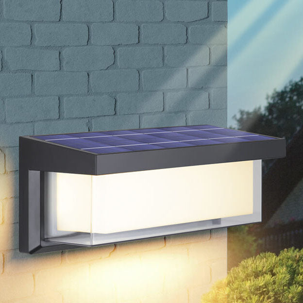 Lisslune | Modern Minimalist Solar Rectangle PC LED Outdoor Wall Light Lamp For Outdoor Patio