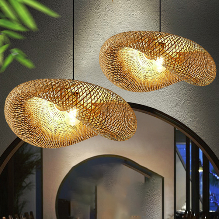 Lisslune | Rattan Woven Bamboo - Pendant Light - Led - Light