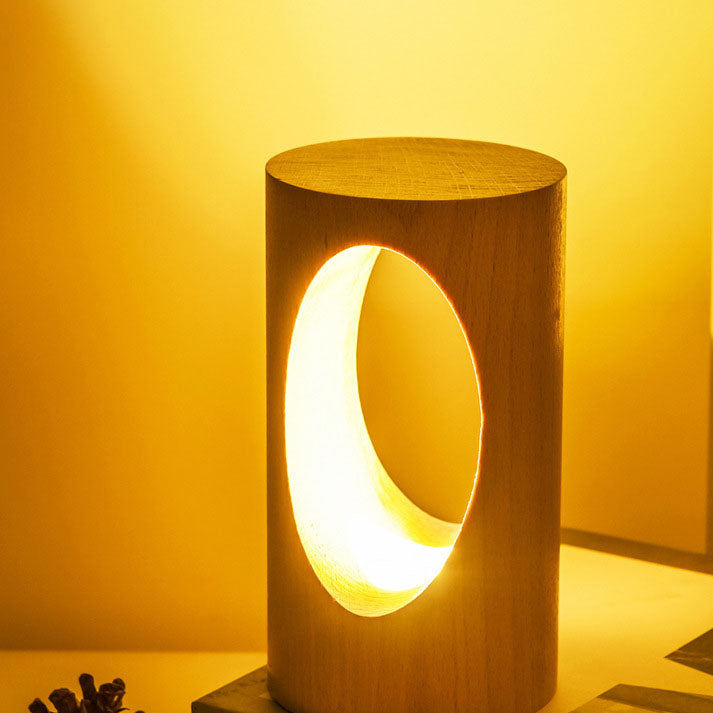 Lisslune | Japanese solid wood rectangular column LED night lamp USB table lamp