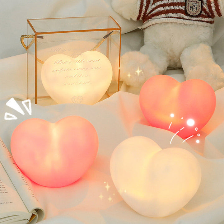 Lisslune | LuvSphere Silicone LED Night Light | Heart-Shaped Design | Table Lamp | Warm Mood Light | Decorative