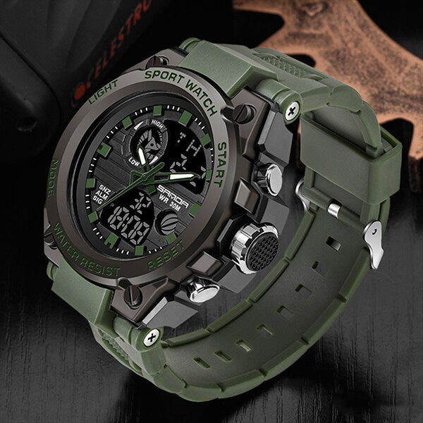 Lisslune | TitanGuard Military Men's Watch – Rugged Multifunctional Analog & Digital Timepiece