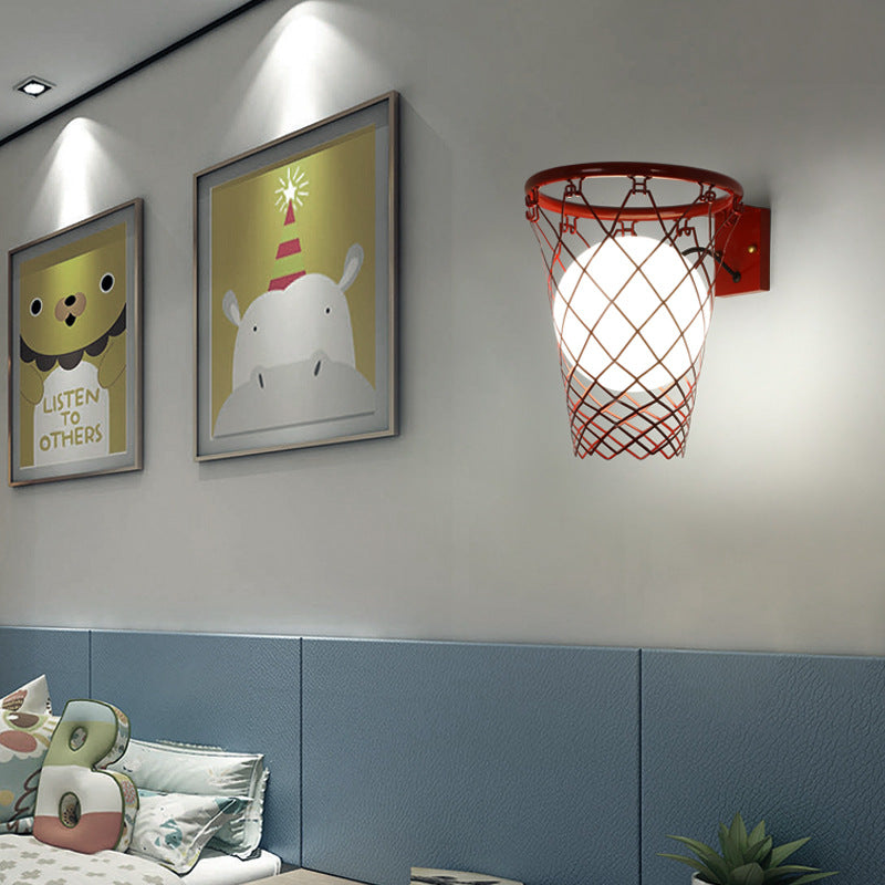 Lisslune | Slamora Children's Wall Light | Basketball Hoop Design | Glass & Metal | Art Deco Style | Bedroom Light