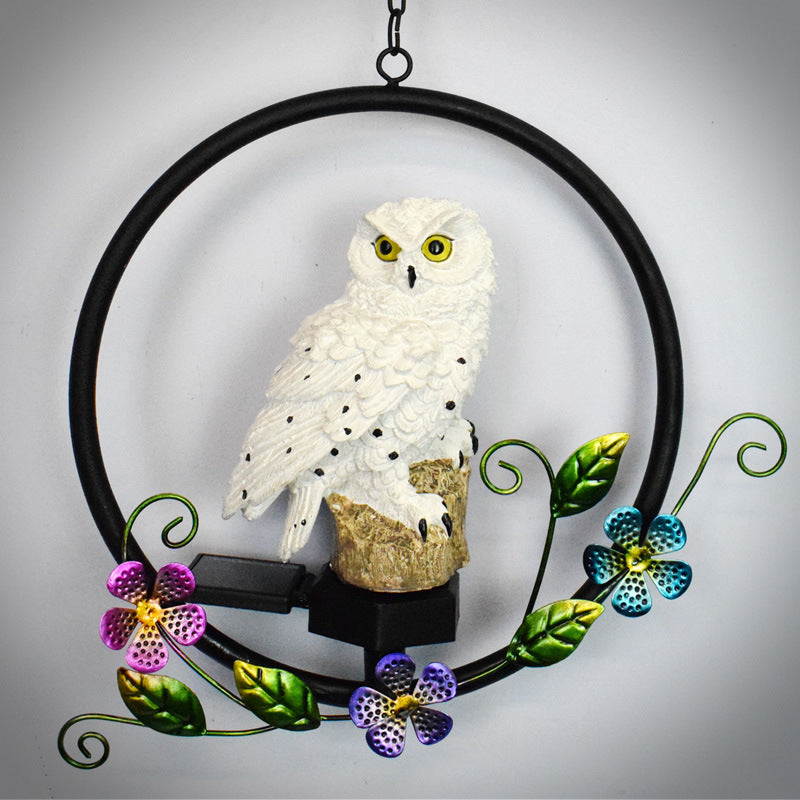 Lisslune | European rustic owl solar waterproof outdoor garden pendant lights