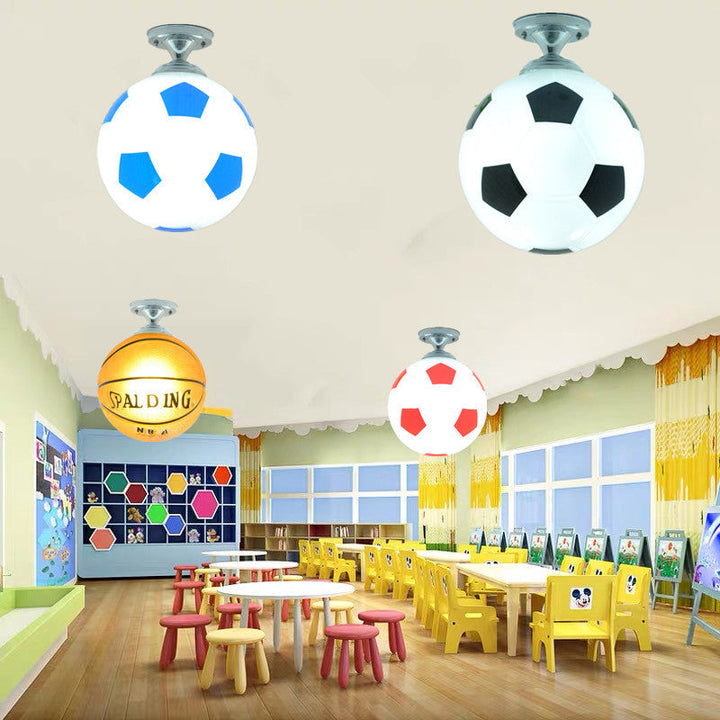 Lisslune | SportLume Creative Ceiling Light | Basketball & Football Design | Semi-Mount | Glass Lamp