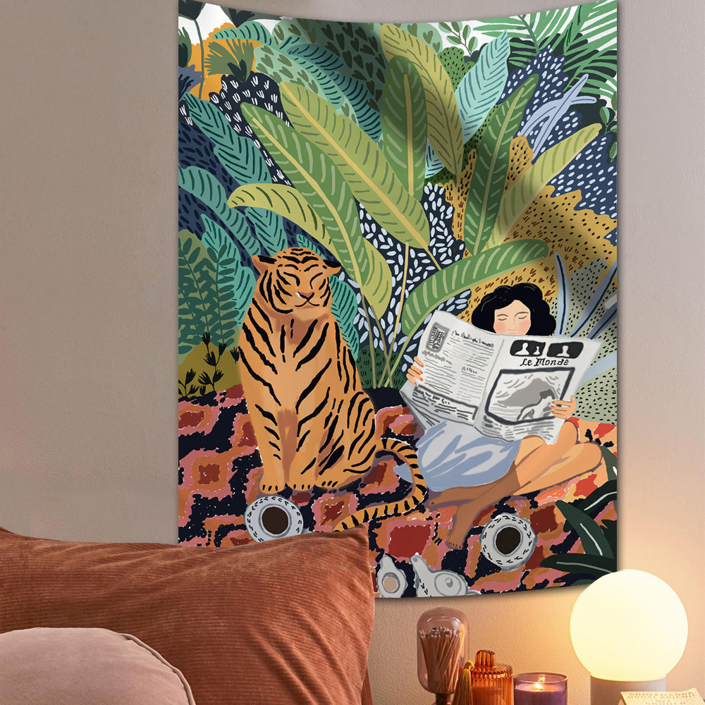 Rynx Jungle Tiger & Girl Wall Tapestry