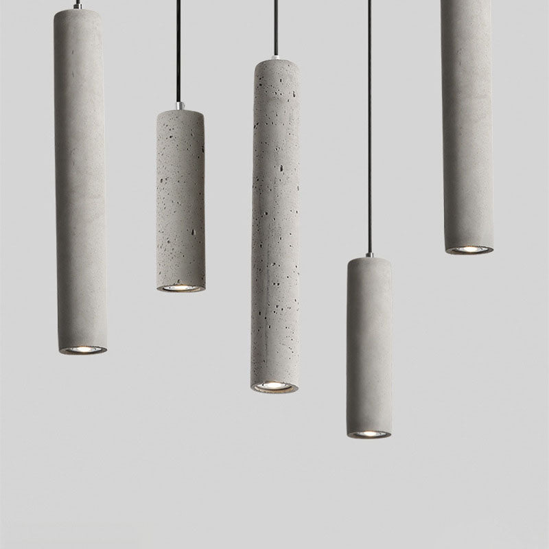 Lisslune | StoneCast Industrial Cylinder Pendant Light made of Concrete | 1 Light | Smooth or Rough Surface