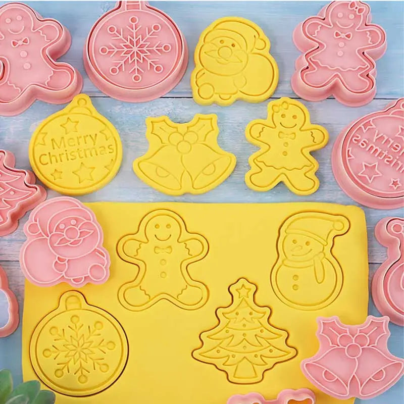 Lisslune | 8 Pieces/Set DIY Cake Decoration Tools Christmas Cartoon Cookie Cutter Set Plastic Baking Molds Cookie Tools
