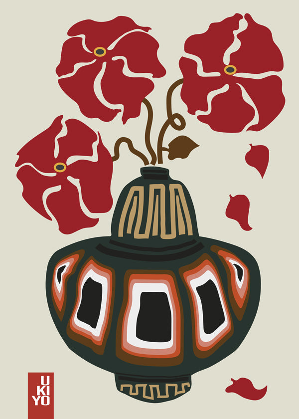 Lisslune | Ukiyo Vase Flower Greige - Frances Collett