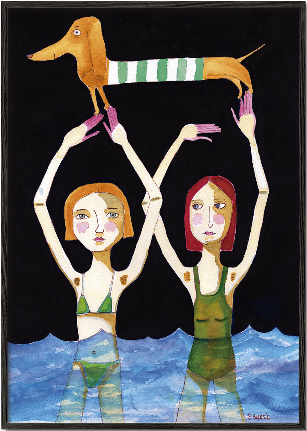 Lisslune | Fluid girl with dachshund - Sharyn Bursic