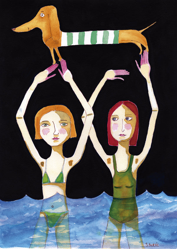 Lisslune | Fluid girl with dachshund - Sharyn Bursic