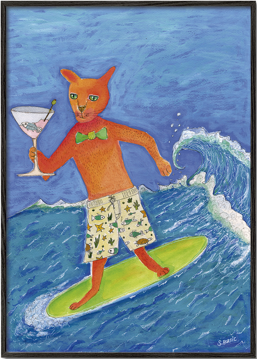 Lisslune | Surfing Cocktail Cat - Sharyn Bursic