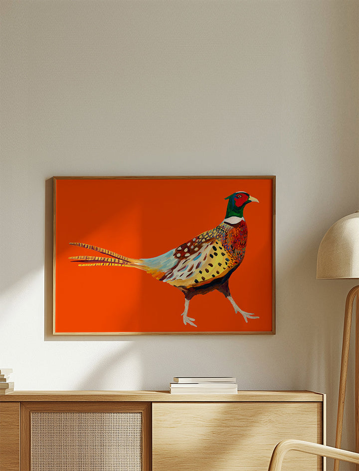 Lisslune | Stoltzende Pheasant on Orange - Alice Straker