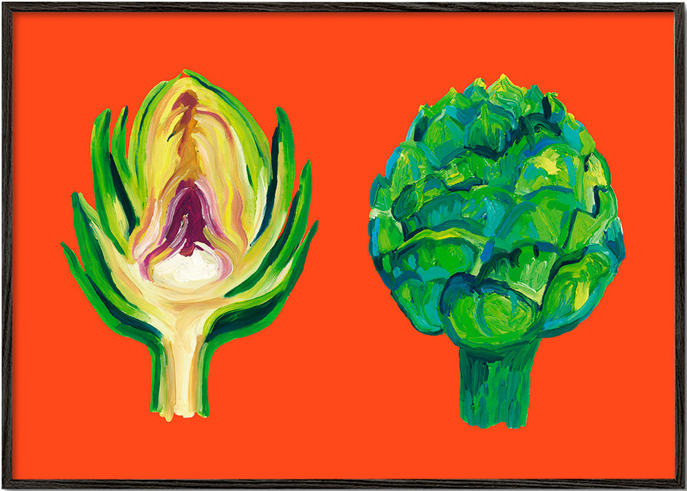 Lisslune | Artichokes on orange - Alice Straker