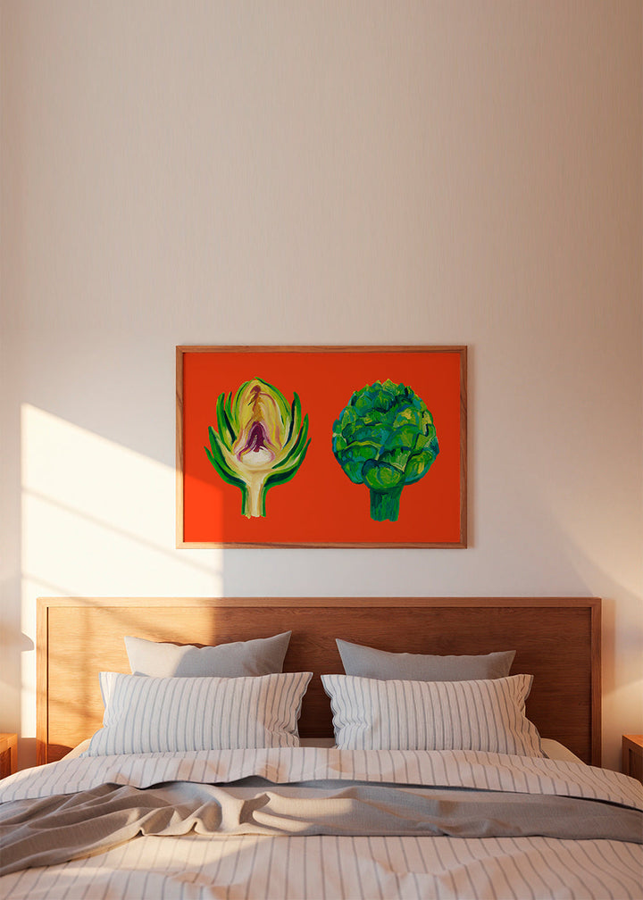 Lisslune | Artichokes on orange - Alice Straker