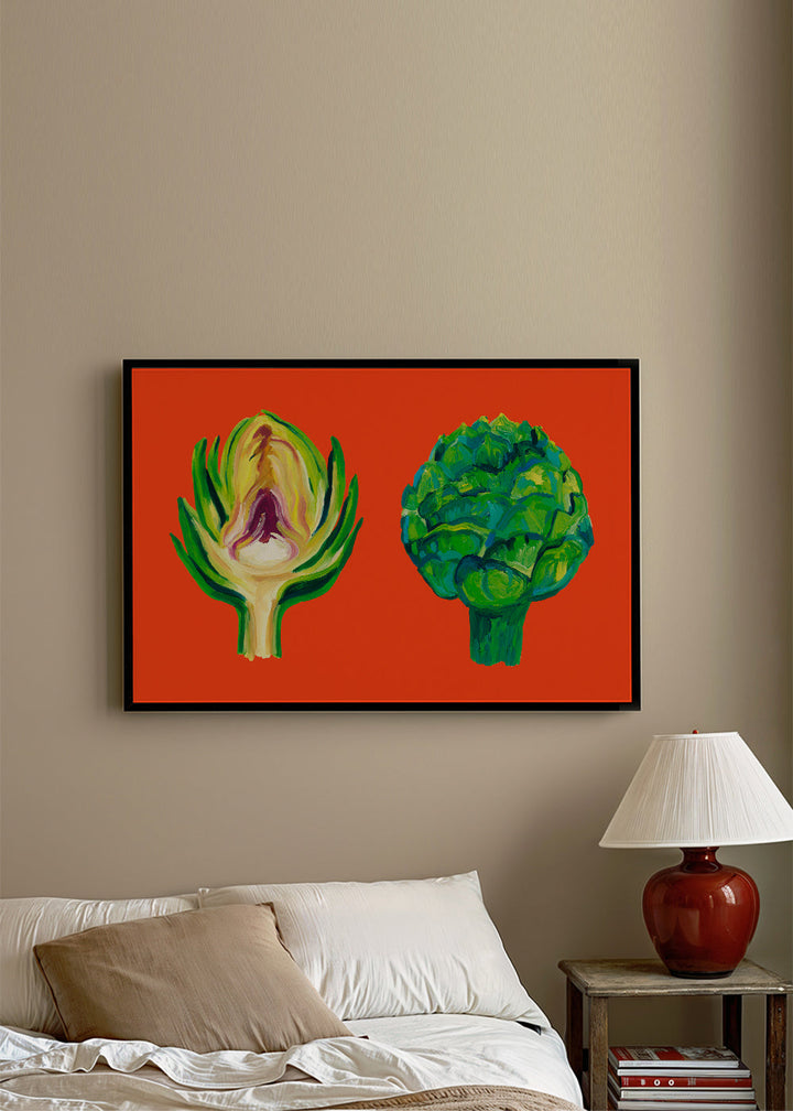 Lisslune | Artichokes on orange - Alice Straker