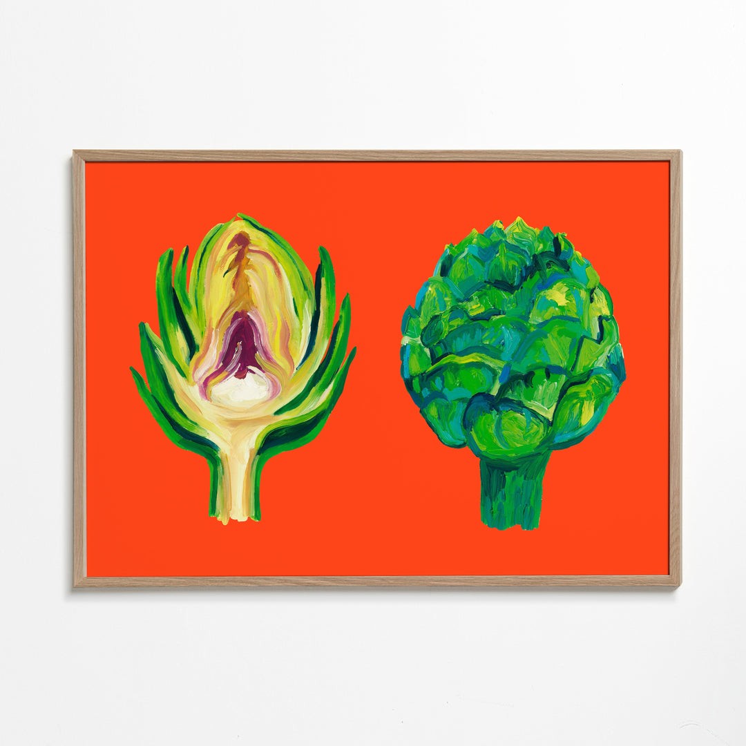 Lisslune | Artichokes on orange - Alice Straker