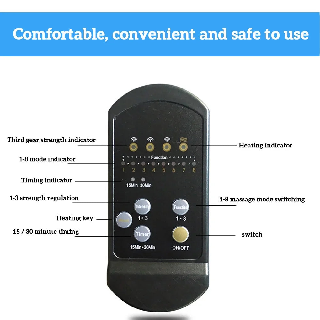 Lisslune | Massage Chair Pad with Heat | 8 Massage Modes, Deep Tissue Relief & Portable for Home and Car Use
