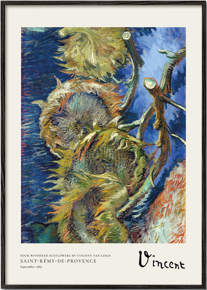 Lisslune | Four wilted sunflowers (1887) by Vincent van Gogh