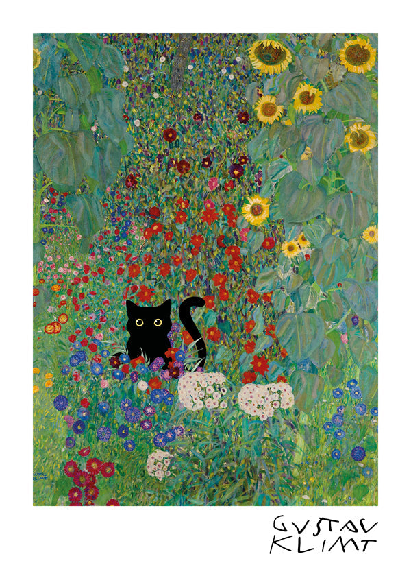 Lisslune | Gustav Klimt Garden Cat Print