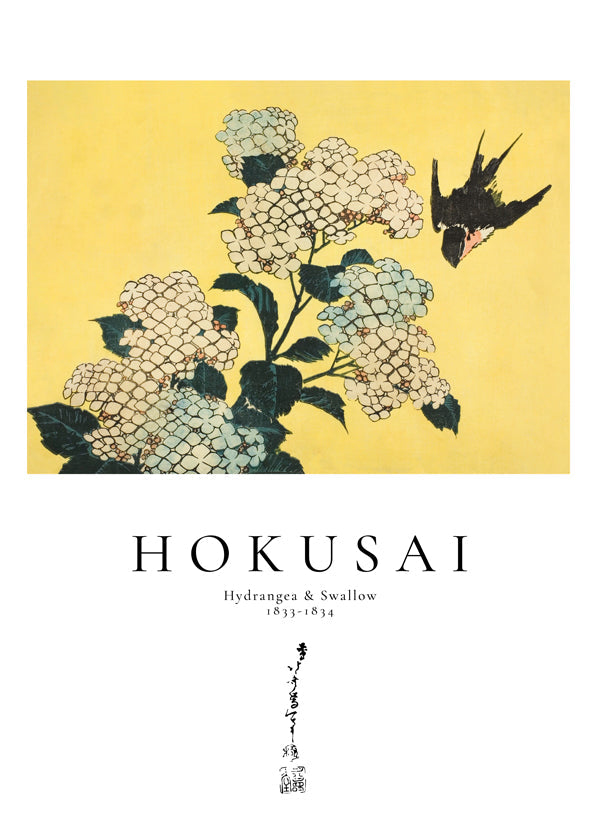 Lisslune | Hydrangea and Swallow by Katsushika Hokusai