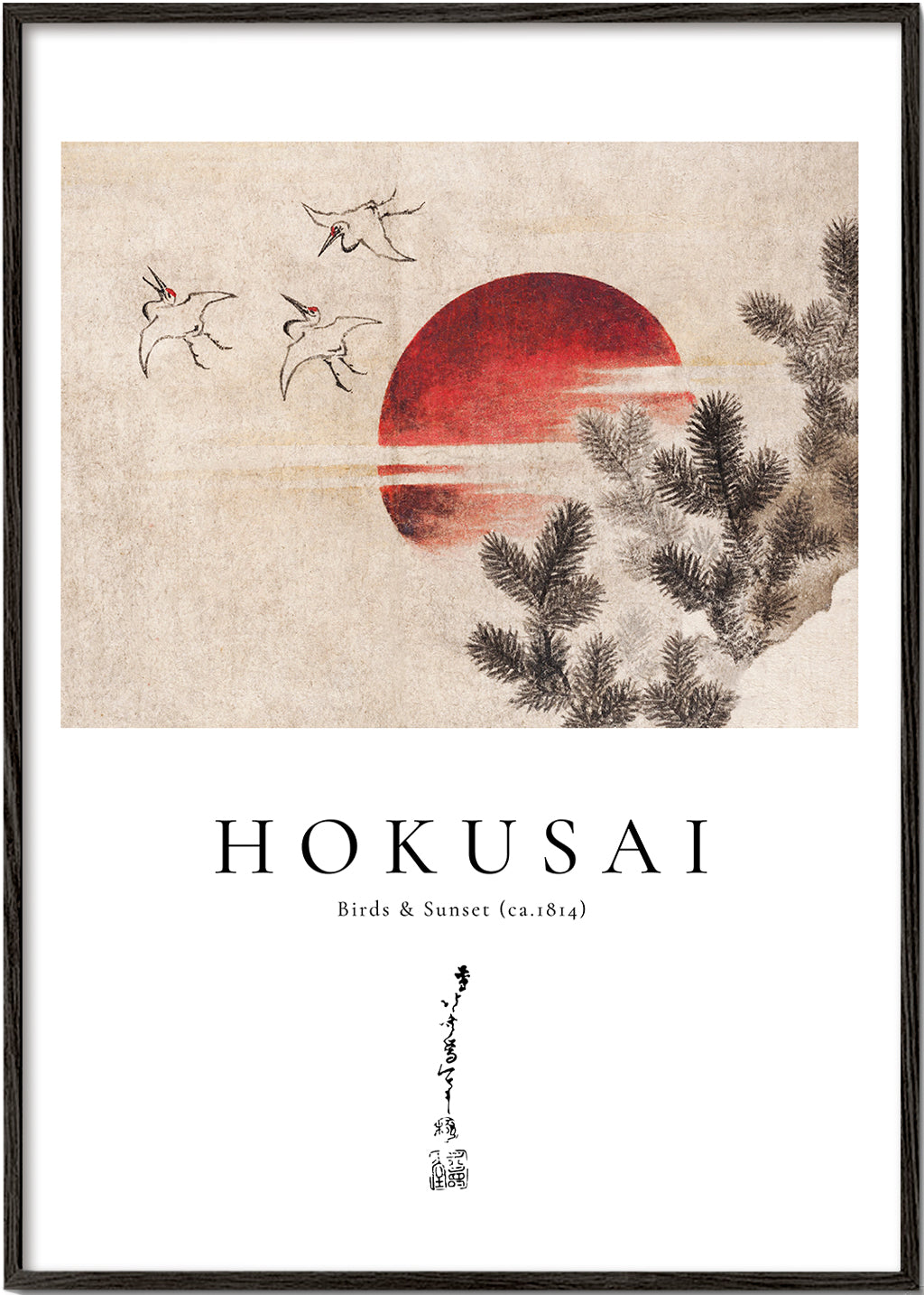 Lisslune | Katsushika Hokusai Birds and sunset from sketchbook album