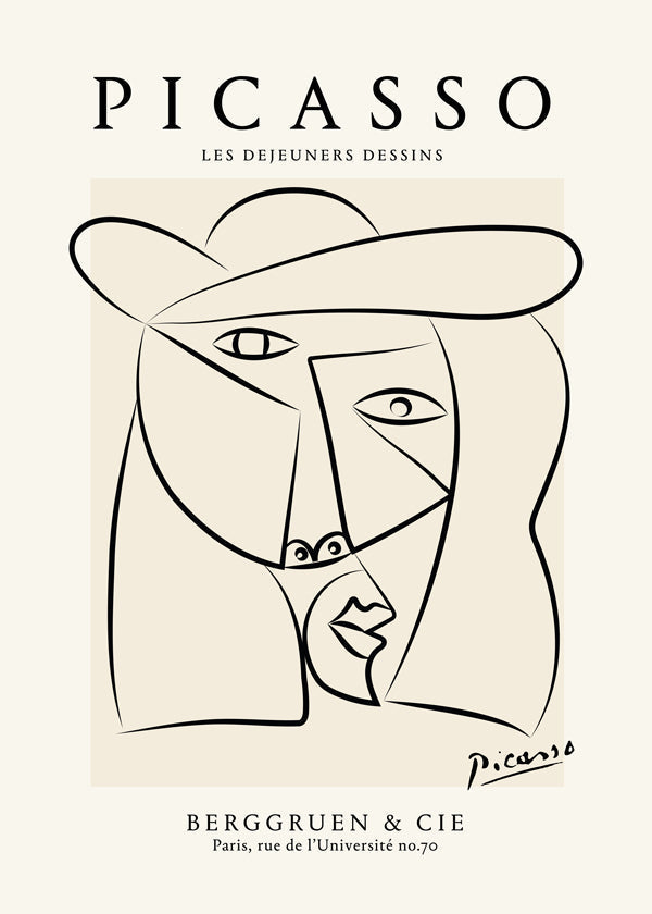 Lisslune | Picasso Woman in a Hat Sketch Poster