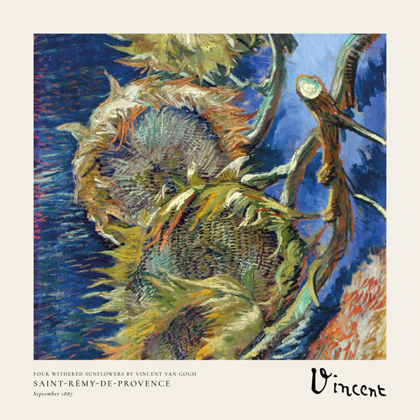 Lisslune | Four wilted sunflowers (1887) by Vincent van Gogh - Square