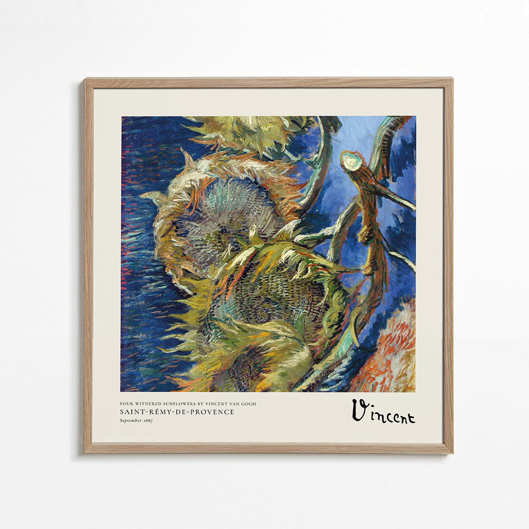 Lisslune | Four wilted sunflowers (1887) by Vincent van Gogh - Square