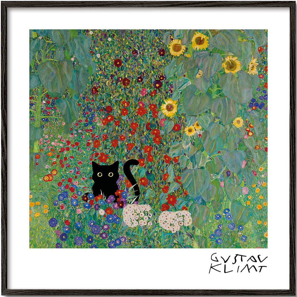 Lisslune | Gustav Klimt Garden Cat Print - Square