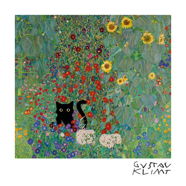 Lisslune | Gustav Klimt Garden Cat Print - Square