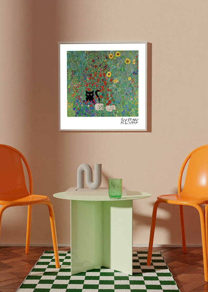 Lisslune | Gustav Klimt Garden Cat Print - Square